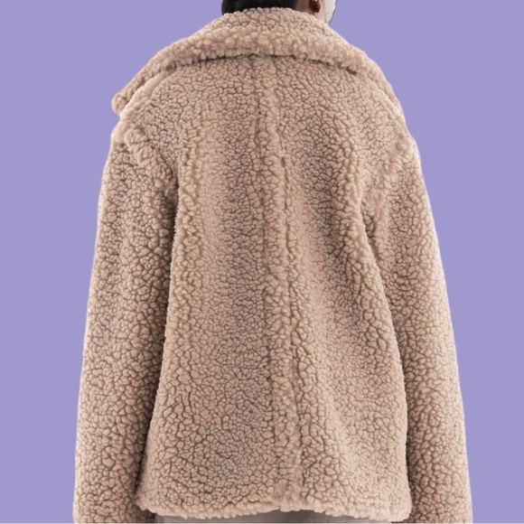 UGG-Gertrude Short Teddy Coat-Putty - Picture 2 of 5